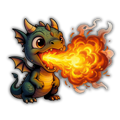 Baby Dragon Breathing Fire Sticker