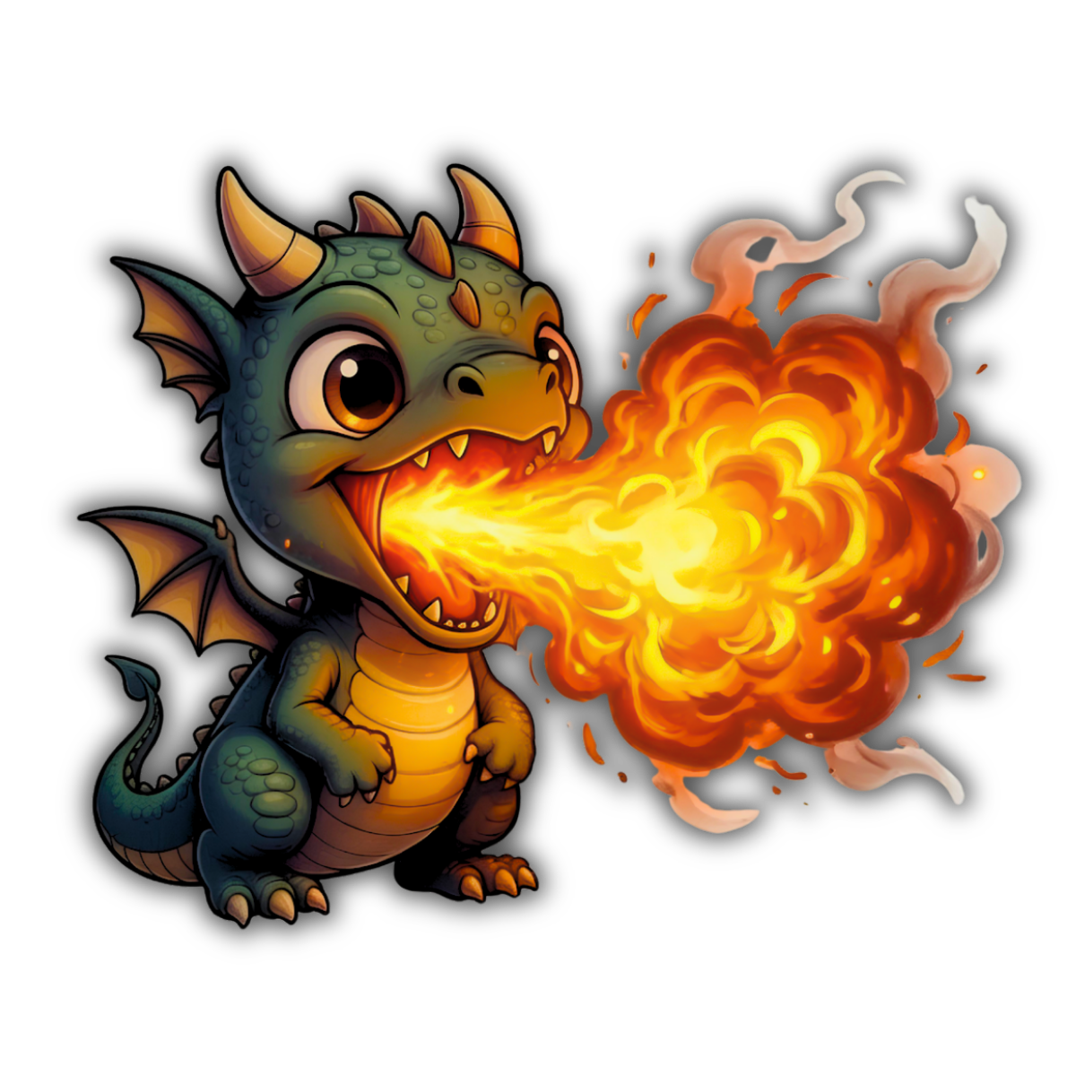 Baby Dragon Breathing Fire Sticker