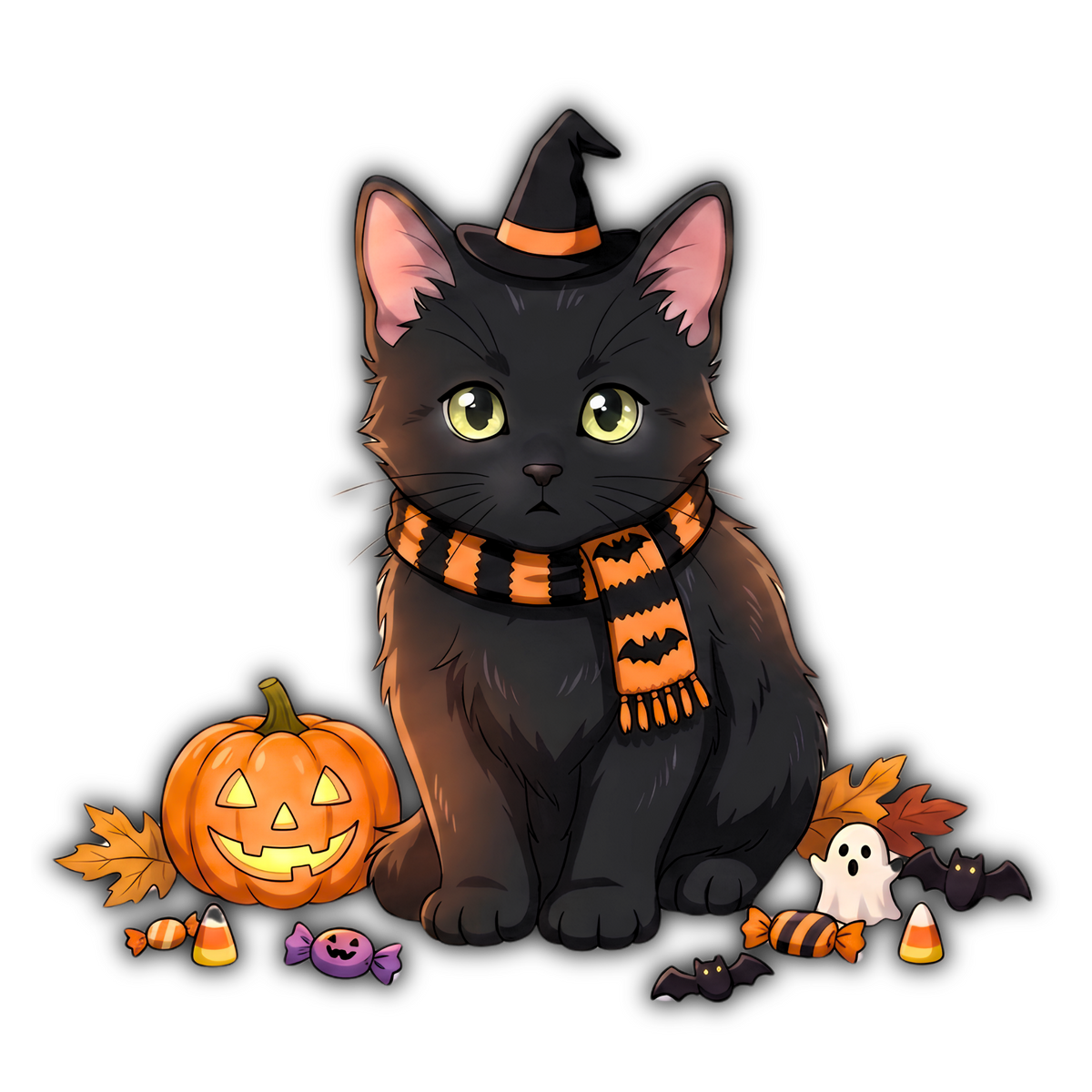 Halloween Witch Cat Sticker